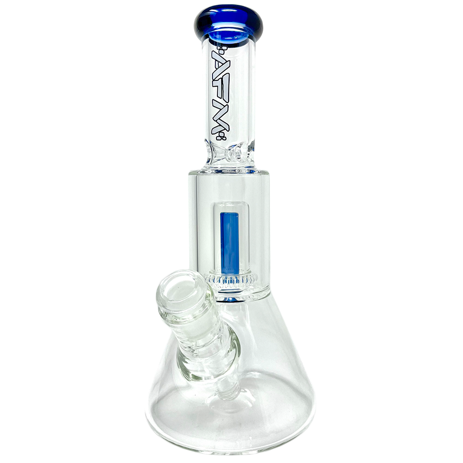 12-inch AFM Smoke glass UFO chamber mini beaker bong with clear glass and intricate UFO design for smooth vaping.