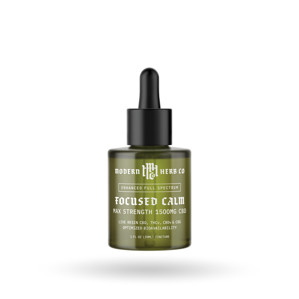 Modern Herb Co Live Resin CBD Tincture 1500mg Sativa bottle with dropper for sublingual use.