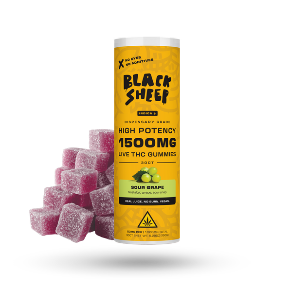Live THC Gummy: Sour Grape (Indica), 30ct