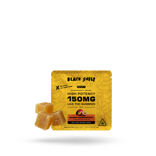 Live THC Gummy: Mango Passionfruit (Sativa), 3ct