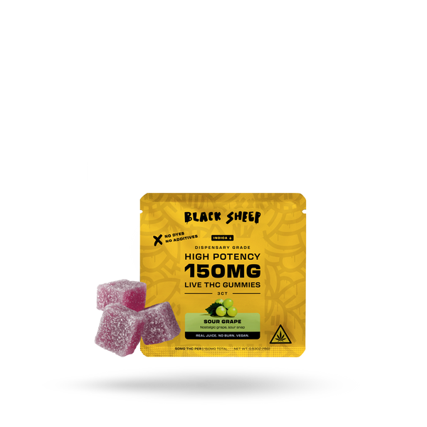 Live THC Gummy: Sour Grape (Indica), 3ct