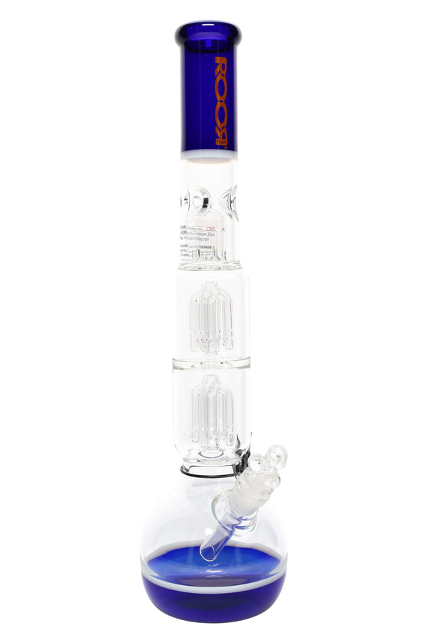 ROOR Tech 18" Multicolor Bubble Base Bong – Glass-on-Glass with Dual Stereo Tree Percs