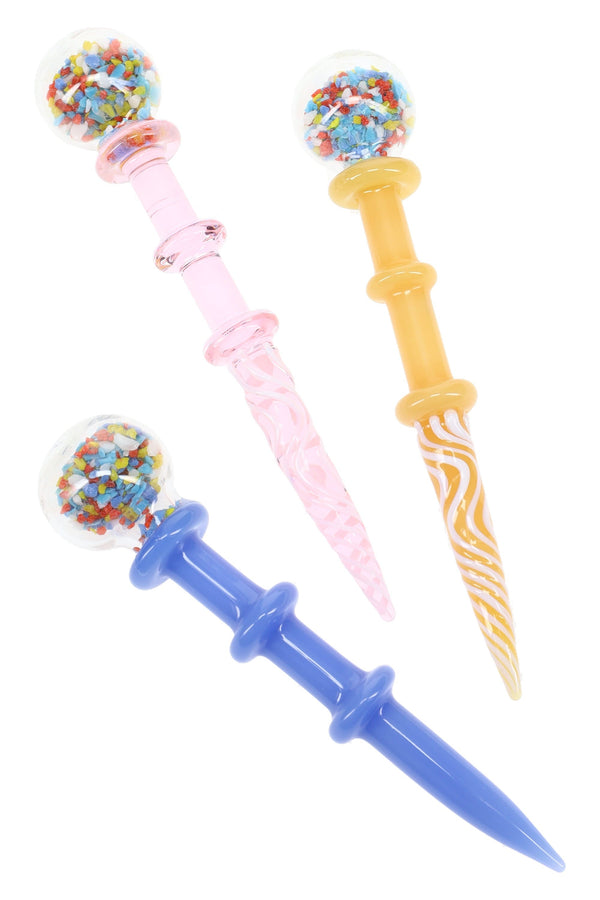 (Assorted Colors) Crystal Ball Glass Dab Tool – 5.5″