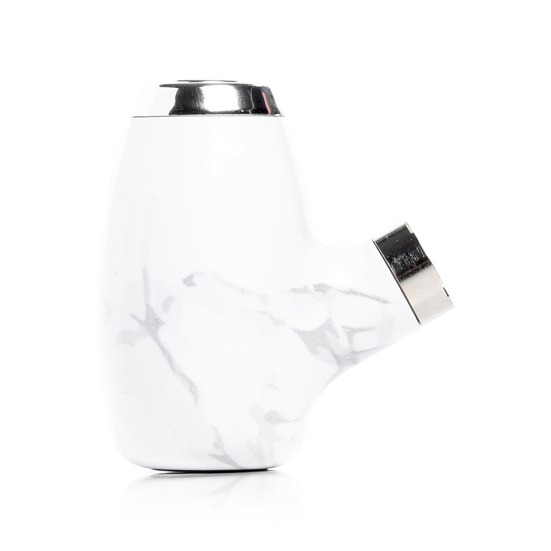 White marble HEMPER Pipe Vape Battery for vaporizers with side button and sleek design.