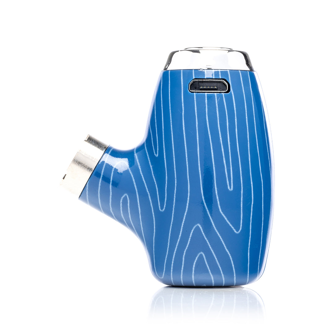Blue HEMPER Pipe Vape Battery for vaporizers, shown from the side on a white background, compact and portable design.