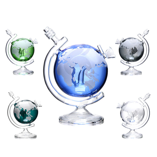 Clear round glass globe bong by 1Stop Glass, featuring a smooth spherical design for smooth smoking experiences.
