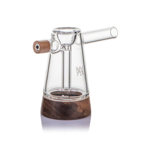 MJ Arsenal Alpine Mesa glass bubbler with intricate design and clear glass construction, showcasing a compact and stylish smoking accessory.