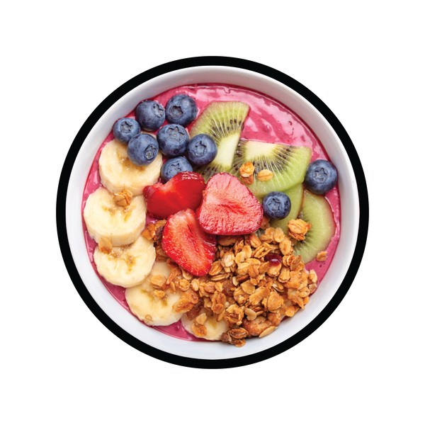 Colorful Acai Mood coaster featuring a vibrant acai bowl design from Mood Mats, perfect for protecting surfaces and adding style.