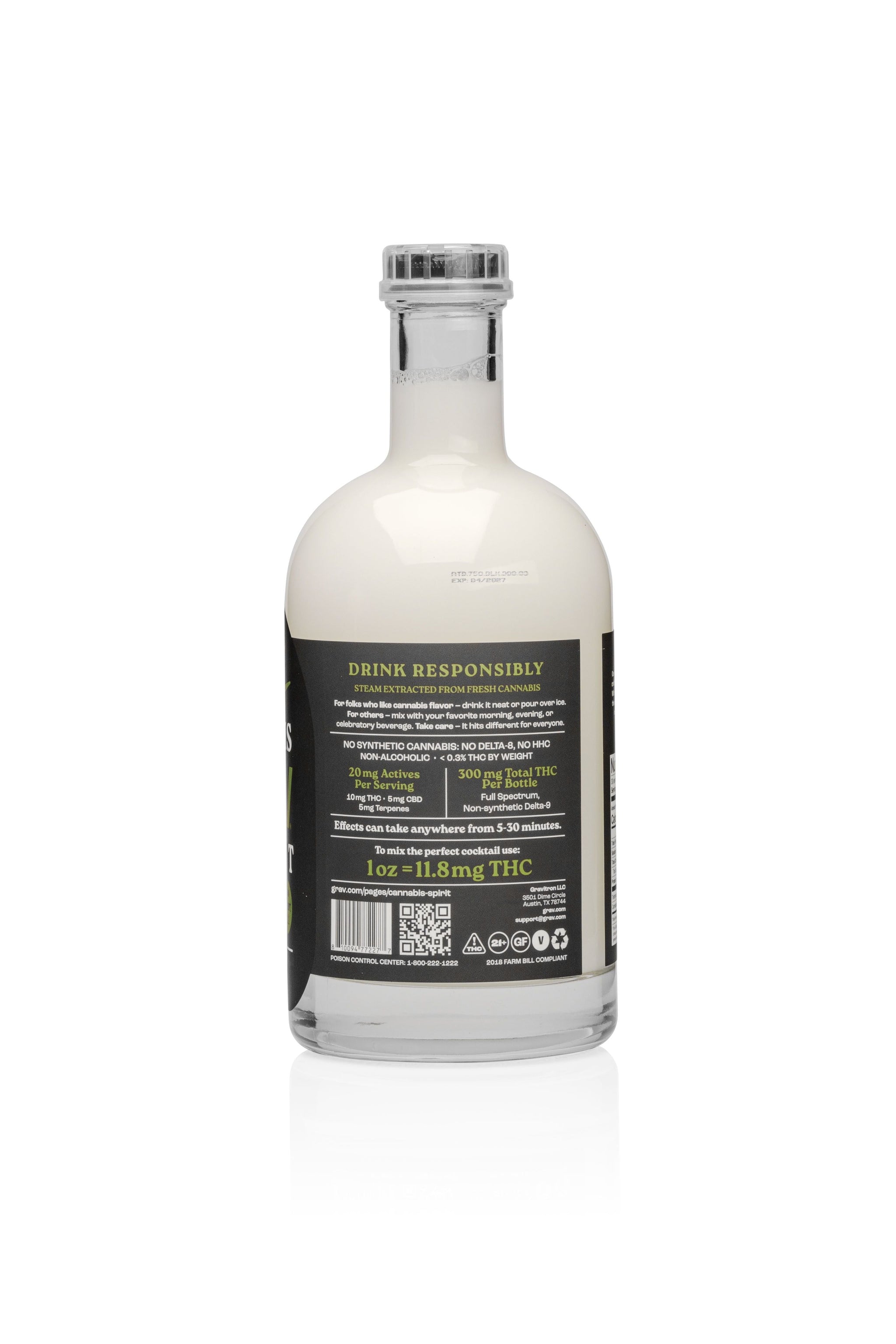 GRAV® Cannabis Spirit 300mg Natural, 750ml Bottle