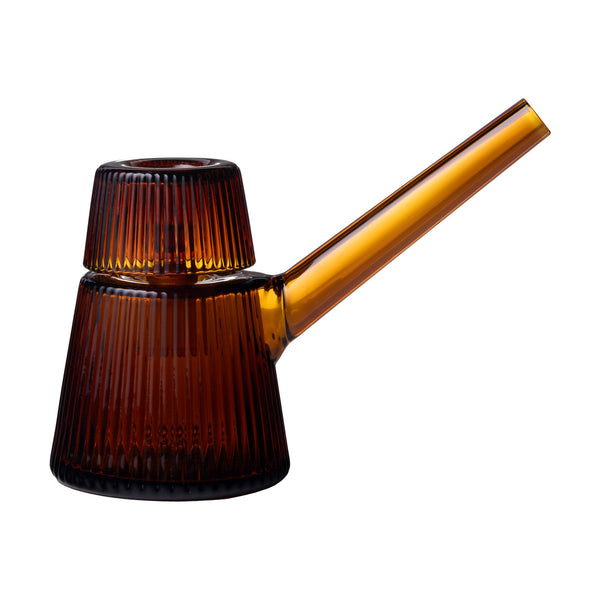 NWTN Home deco glass bubbler with Baltic amber color, clear glass with rounded shape and smooth finish.