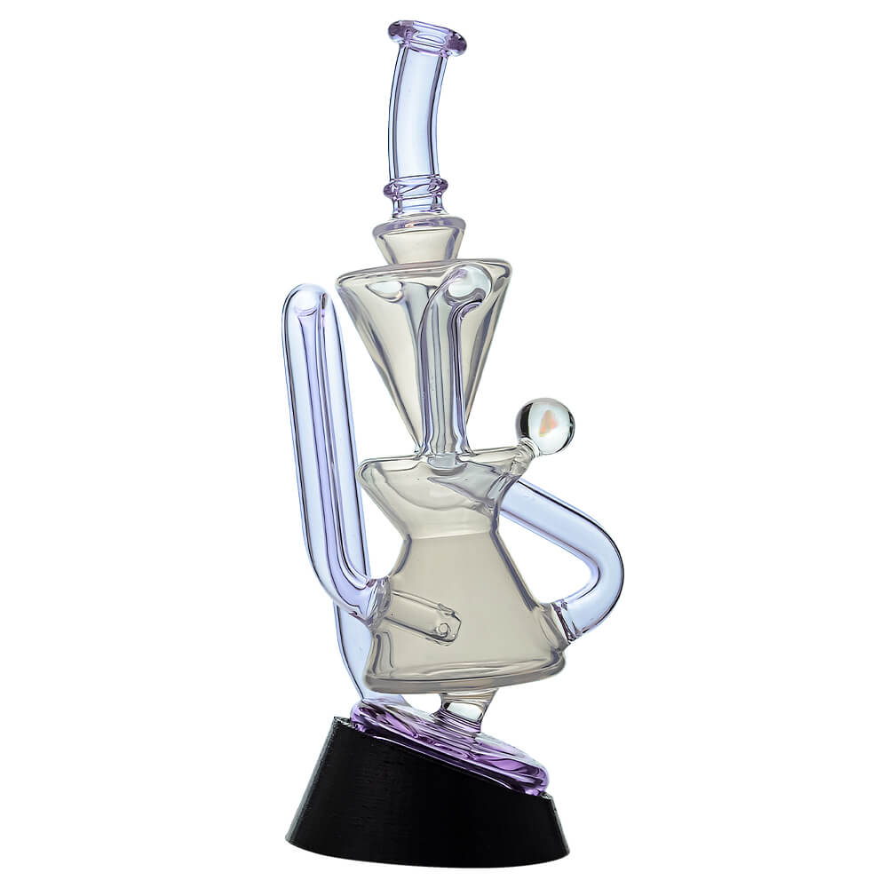 Opal White Klein Recycler W/ Amazing Tornado for Puffco Peak OG & Pro | Calibear