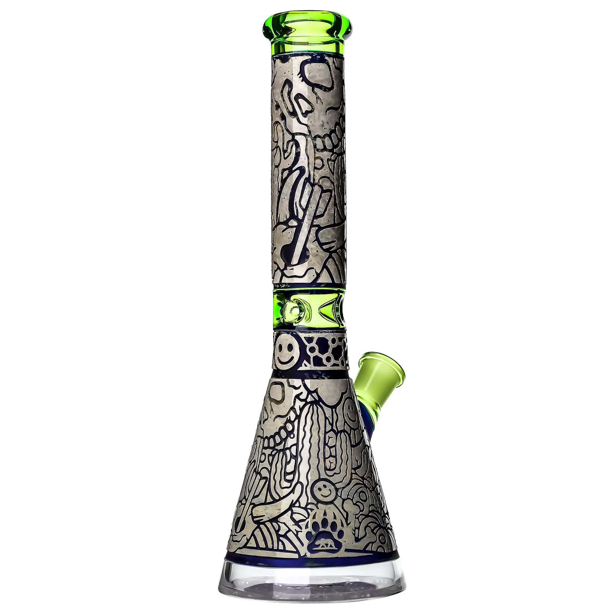 Calibear 12" Sandblasted Glass Beaker Art Bong | Limited Edition Northstar Glass