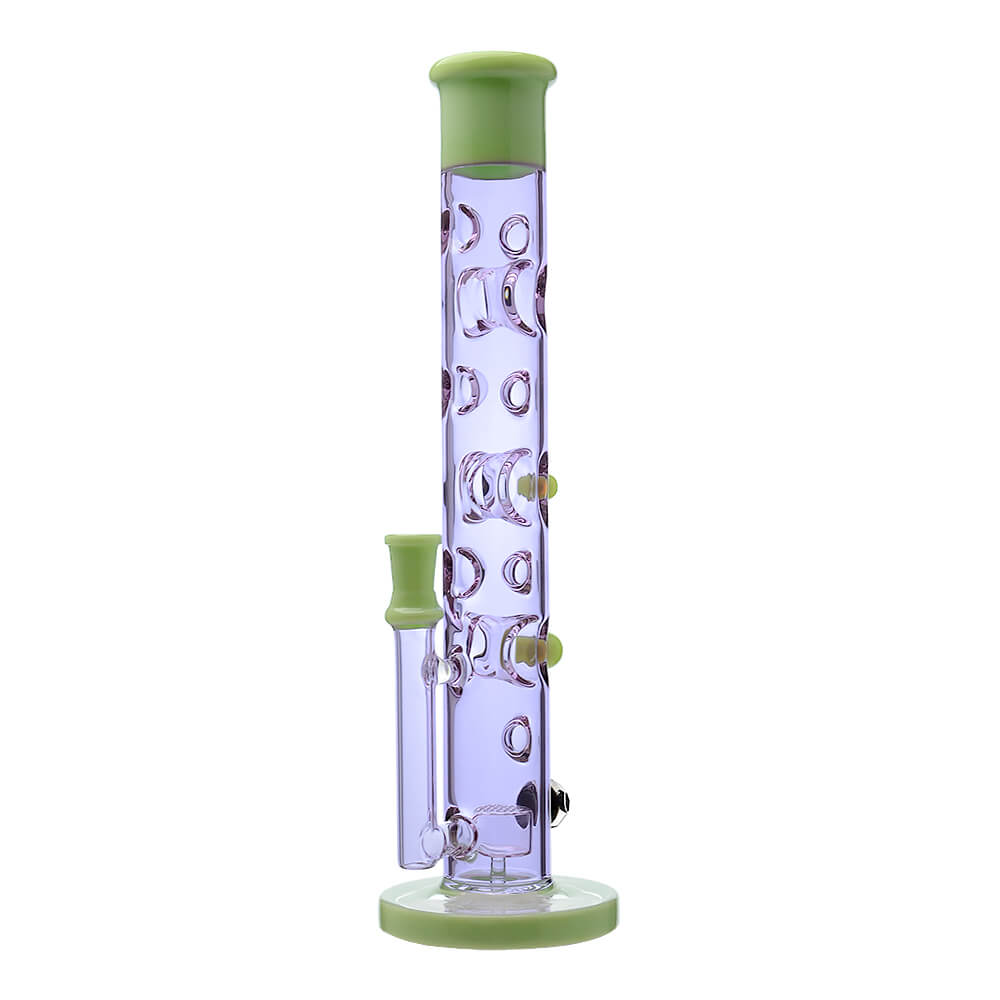 Calibear Colored Holed Straight Tube Water Pipe | Honeycomb Perc Bong