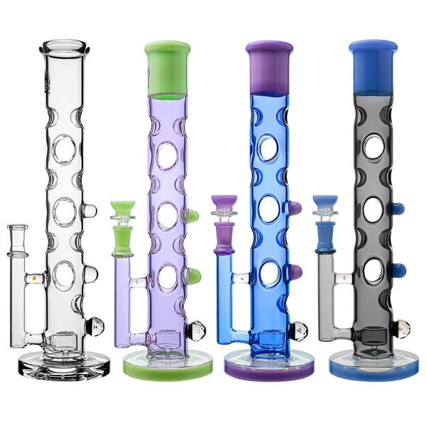 Calibear Colored Holed Straight Tube Water Pipe | Honeycomb Perc Bong