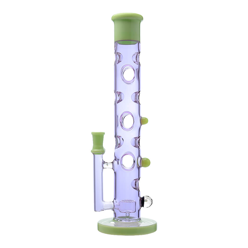 Calibear Colored Holed Straight Tube Water Pipe | Honeycomb Perc Bong