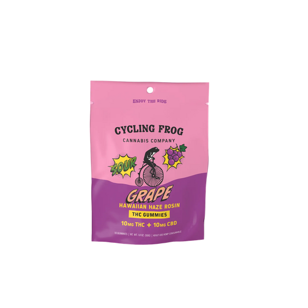 Cycling Frog 10mg THC+ 10mg CBD Sour Grape Gummies