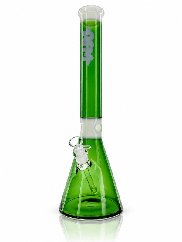18" AFM Pulsar Color Glass Beaker Bong, Forest Green / Ivory