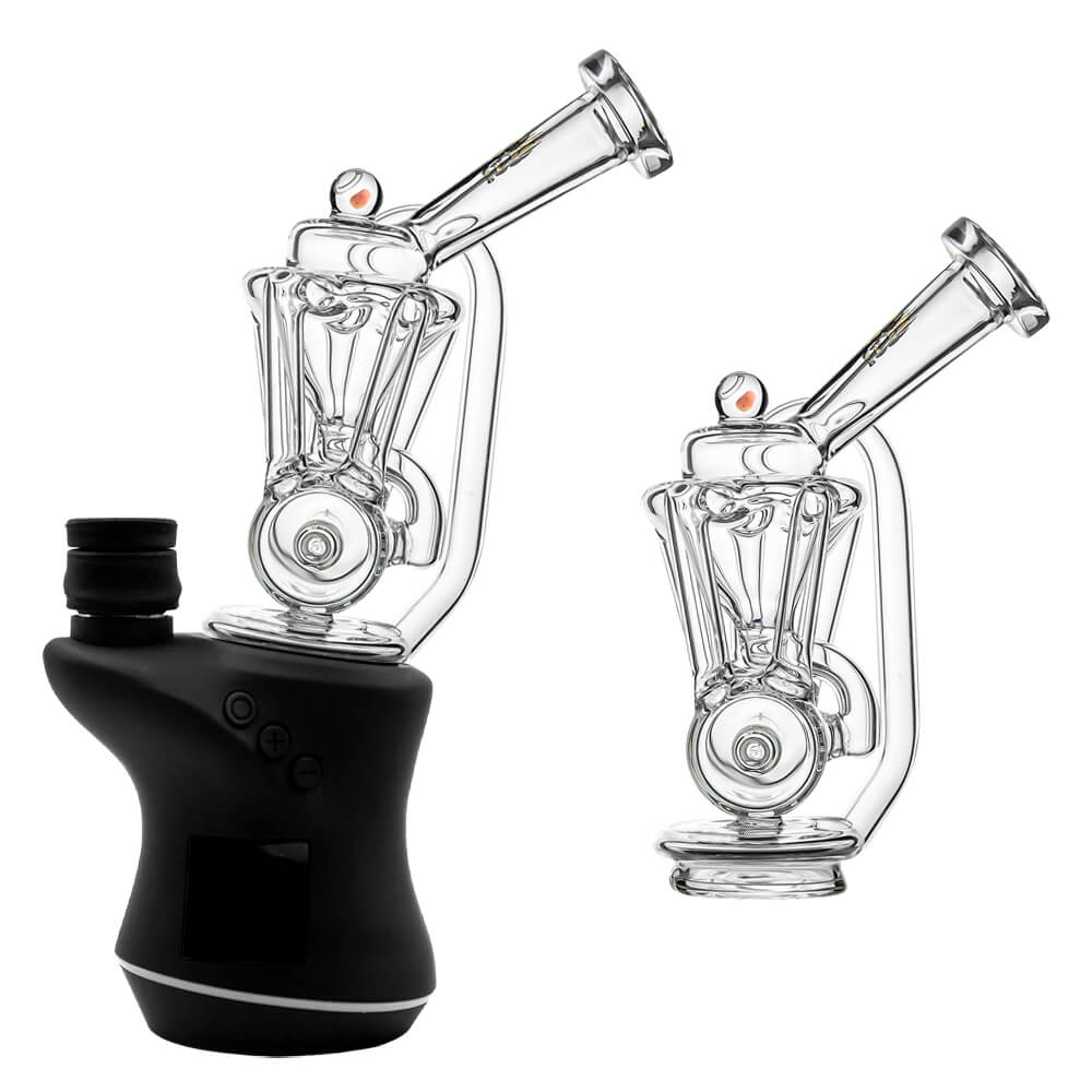 Calibear Inliner Recycler Glass Attachment with Opal for Focus V Carta vaporizer, showing the glass piece with colorful Opal accents.