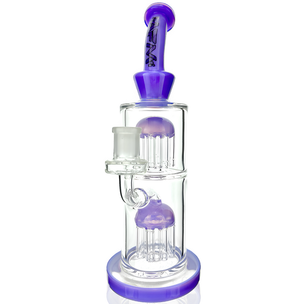 11" AFM Glass Double Tower Tree Colored Glass Dab Rig