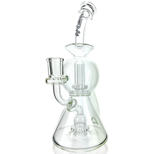 10" AFM Glass UFO Starship Clear Glass Recycler Dab Rig, Double UFO Perc Concentrate Rig
