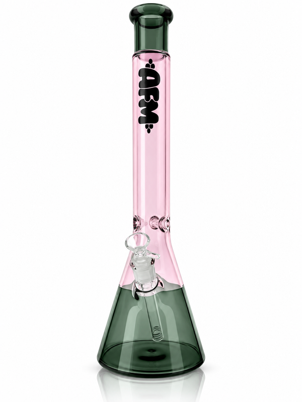 18" AFM Red Label Quasar Glass Beaker Bong, Smokey/ Ivory