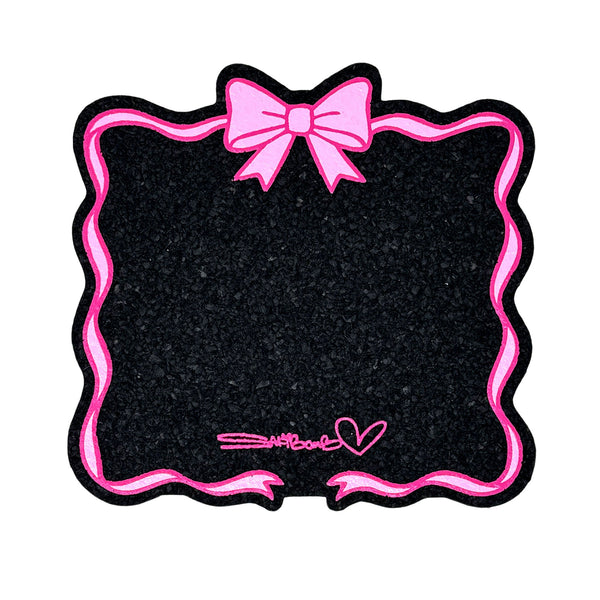 Pink Ribbon coasters with ribbon design from Mood Mats, set of decorative drink coasters featuring supportive pink ribbon imagery.
