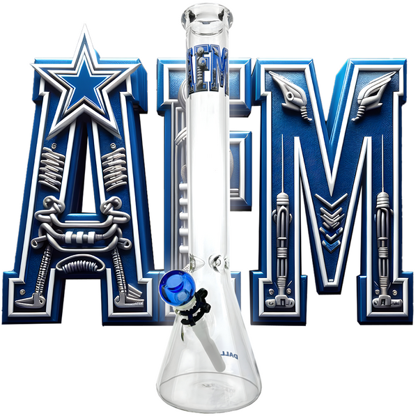 AFM Smoke 18-inch Dallas Football 5mm Beaker Bong with percolator and sturdy base for smooth smoking experience