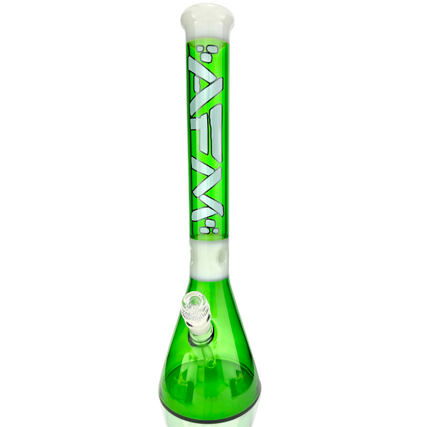 18" AFM Pulsar Color Glass Beaker Bong – Forest Green / Ivory