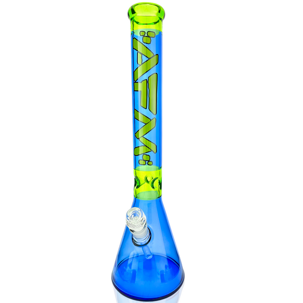 18" AFM Pulsar Color Glass Beaker Bong – Ink Blue / Lime