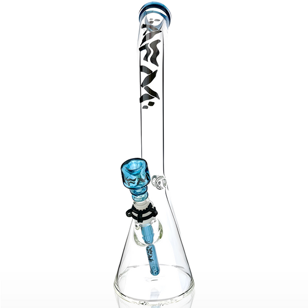 18" Wavy Bent Neck 7mm Colored Lip Glass Beaker Bong Bundle