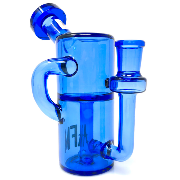 AFM Smoke 5.5-inch Power Can Mini Recycler Dab Rig with intricate glass design and recycled water filtration system.