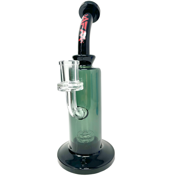 AFM Power Showerhead Perc Glass Dab Rig with 9.5-inch height, clear glass design, and intricate percolator for smooth dabbing.
