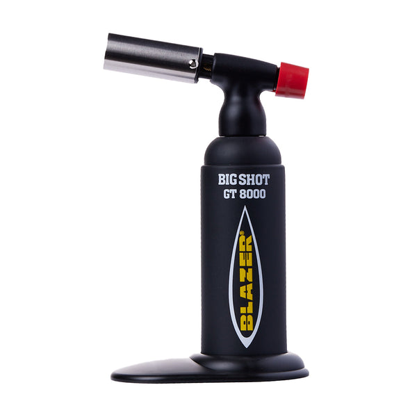 Black Blazer Big-Shot Torch GT 8000 with ergonomic handle and adjustable flame for professional grilling and outdoor cooking.