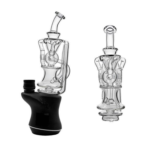 Calibear Triple Donut Recycler Glass Attachment for Focus V Carta vaporizer, featuring a triple donut design and glass construction.