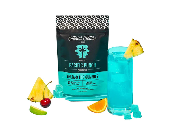 20-pack of Coastal Clouds Pacific Blue vape cartridges from East Atlanta Village Smoke, featuring sleek blue packaging and product details.