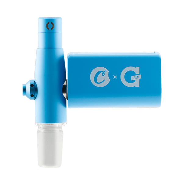 Cookies x G Pen Connect vaporizer by G Pen, black portable device with a sleek design and glass mouthpiece.