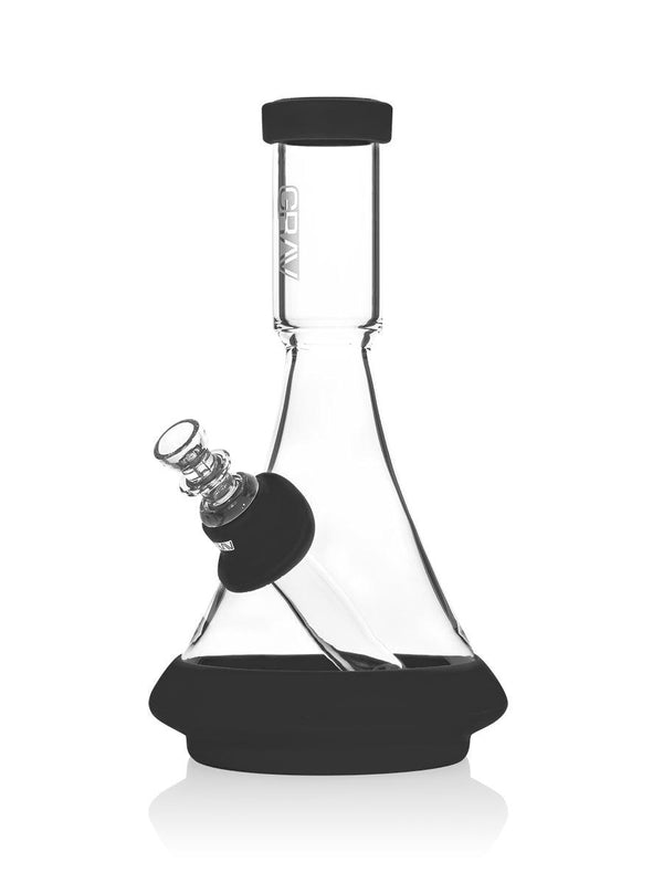 GRAV Deco Beaker silicone bong with clear glass and colorful accents, designed for smooth smoking experiences.