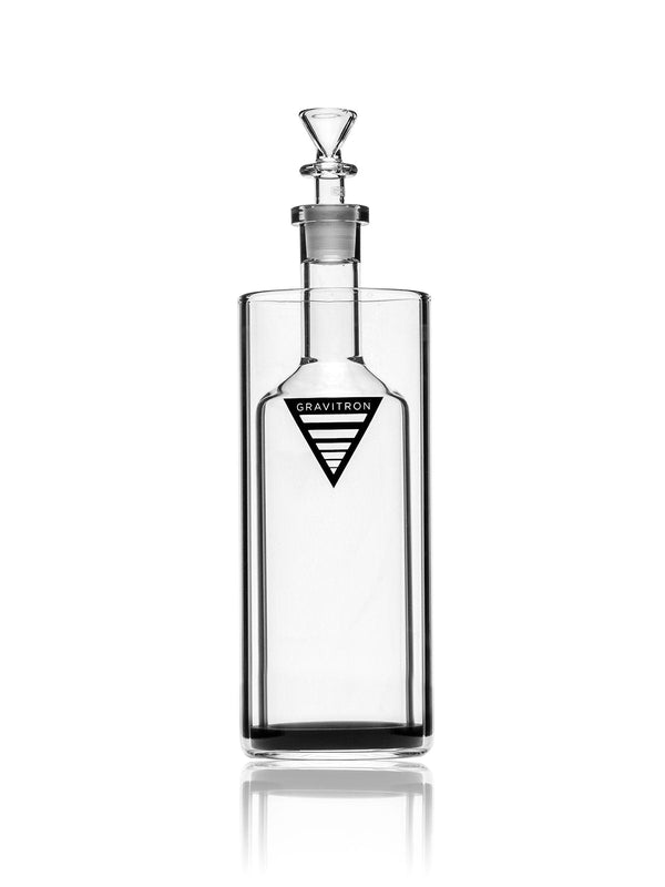 GRAV Large Gravitron bong with clear glass body and intricate design, showcasing its size and detailed craftsmanship.