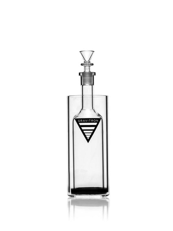 GRAV Medium Gravitron bong with clear glass body and black accents, featuring a wide mouthpiece and sturdy base.