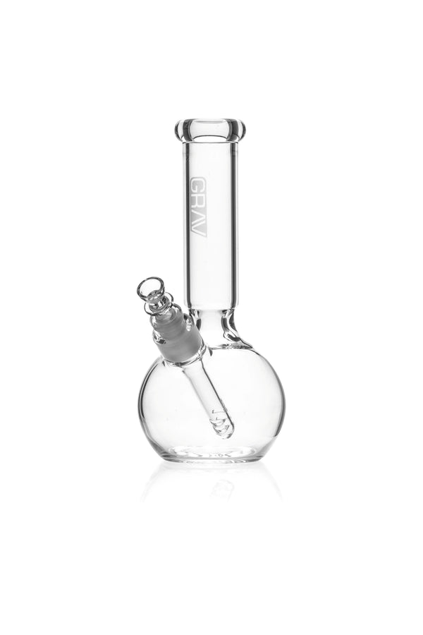 GRAV Medium Round Base Bong with clear glass body and rounded base, designed for smooth smoking experience.