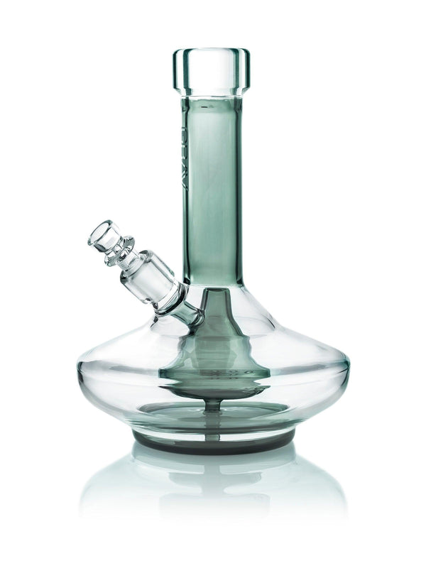 GRAV Small Wide Base Water Pipe bong with clear accents, showcasing a sleek design and wide base for stability.