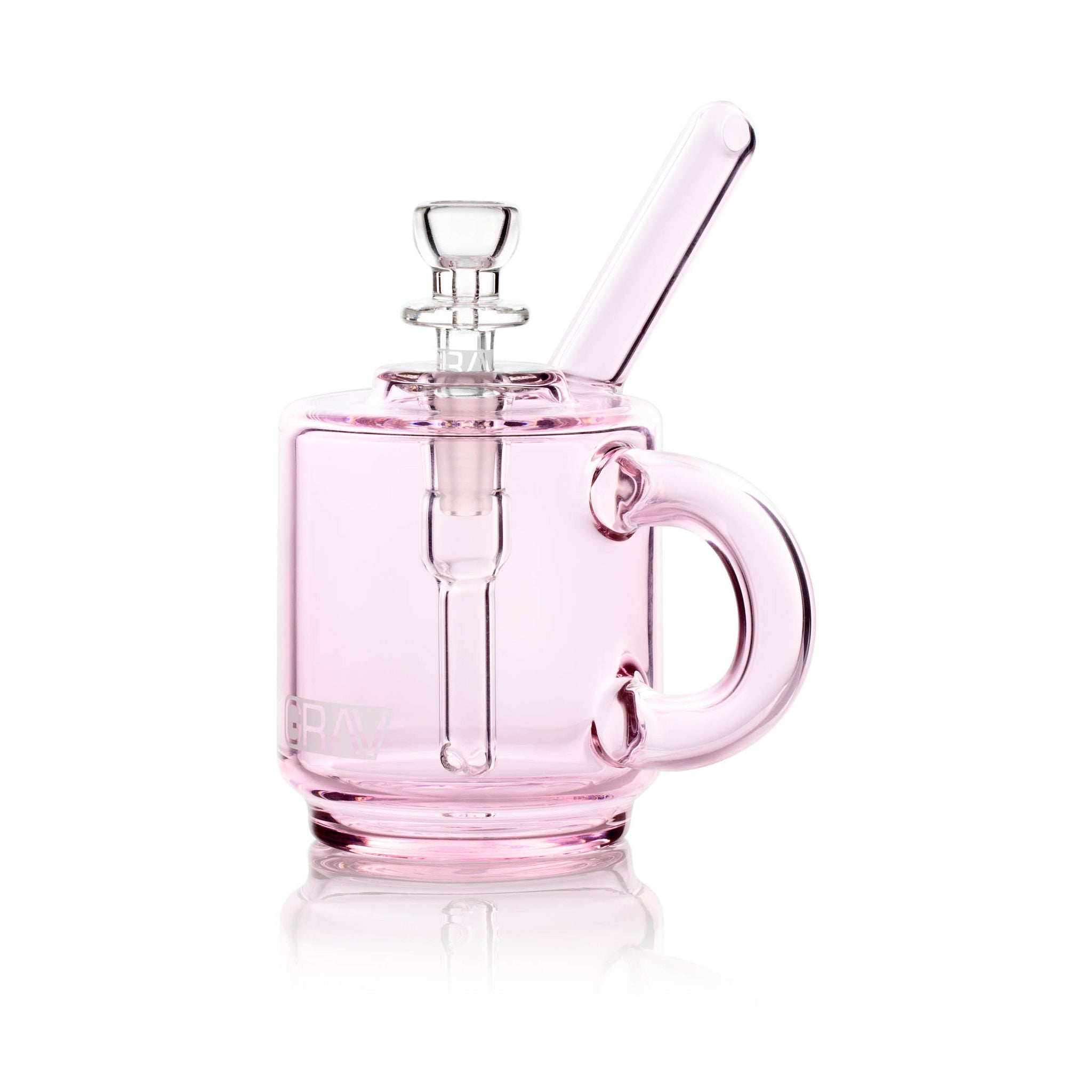 GRAV Coffee Mug Pocket Bubbler in assorted colors, compact glass bubbler with a mug-shaped design for on-the-go use