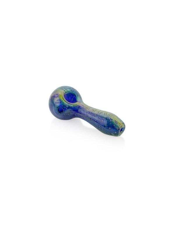 GRAV Bubble Trap Spoon dry pipe for flower smoking, featuring a clear glass design with bubble trap detail.