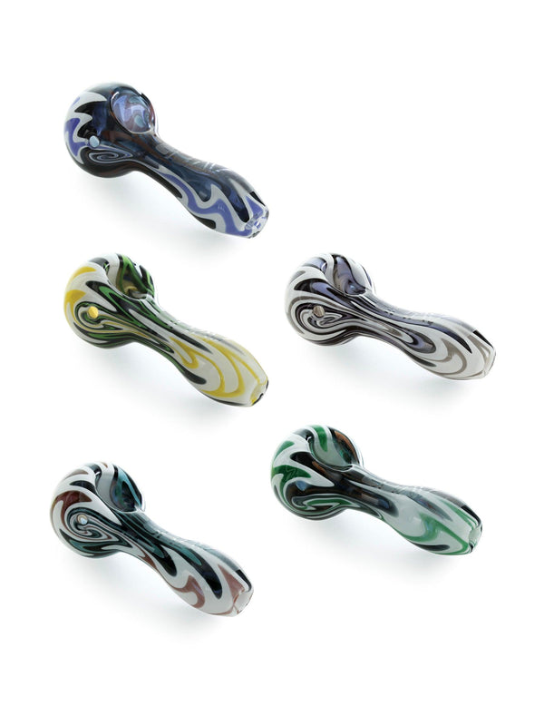 GRAV WigWag Spoon dry pipe for flowers, featuring a colorful, artistic design with a curved bowl and ergonomic handle.