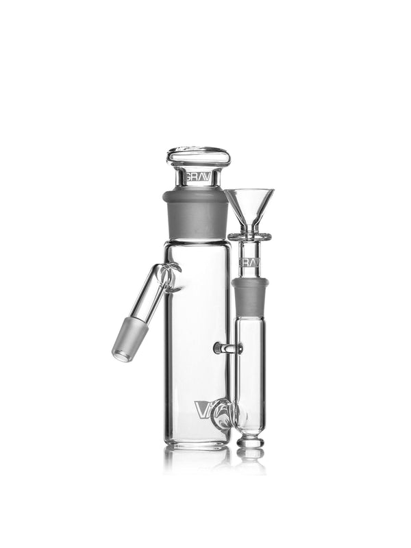 GRAV 14mm Phoenix 45° ash catcher for flower accessories, with clear glass and intricate design.
