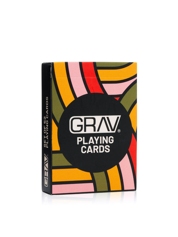 GRAV® playing cards with colorful design, standard deck of 52 cards, featuring the GRAV logo and vibrant artwork.