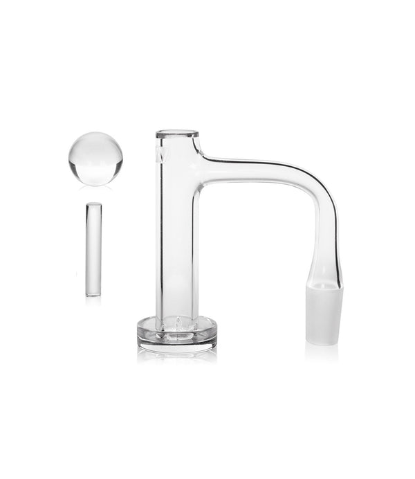 GRAV® 14mm 90° control tower quartz banger set, essential parts for dab rig accessories, featuring durable quartz construction.