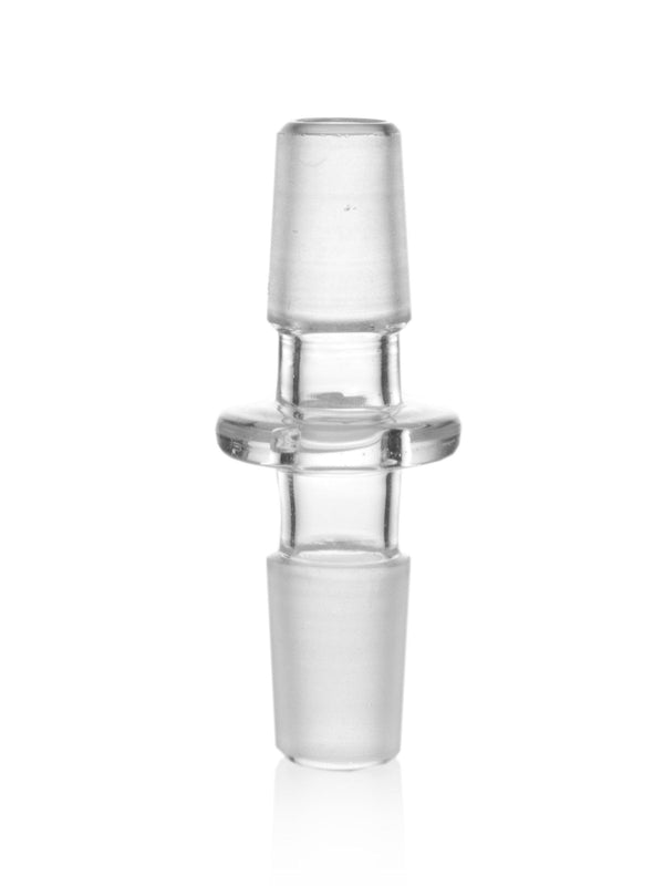 GRAV 14mm male to 14mm male joint adapter, part for glassware or accessories, in a close-up view showing the metal connection points.