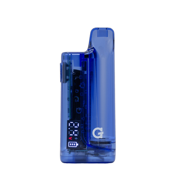 Blue translucent G Pen Hydout 510 battery by Grenco Science, compact vaporizer battery with sleek design.