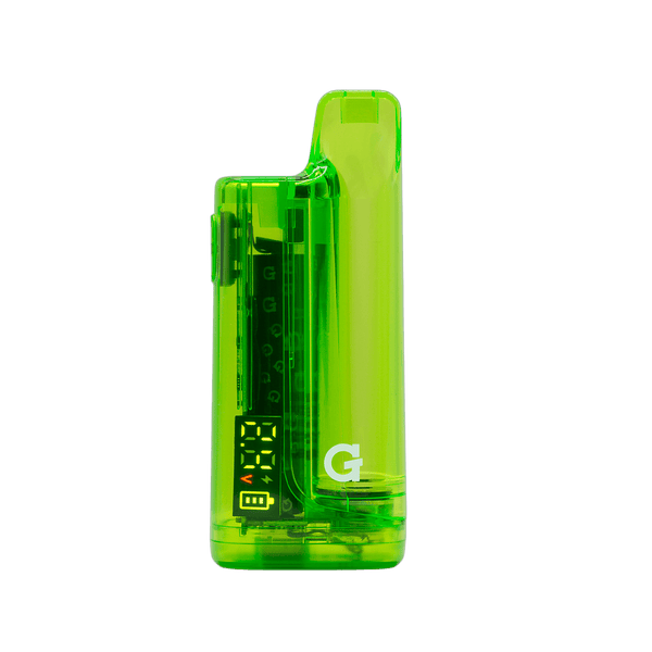 Neon green translucent G Pen Hydout 510 battery by Grenco Science, compact vaporizer battery with sleek design.